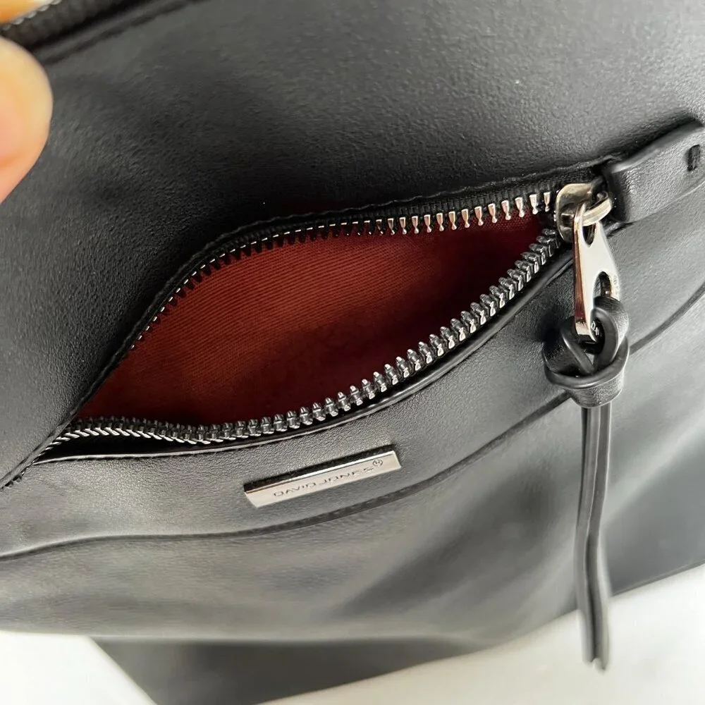DAVID JONES PARIS Womens‎ Black Leather Backpack Bag (Read)